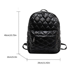 Quilted Shoulder Backpack Rhombus Pattern Solid Casual Travel Bag