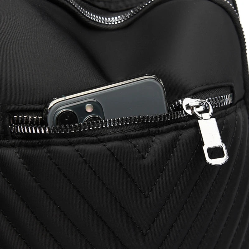 Women Shoulder Bag 2-in-1 Nylon Backpack Anti-Theft Daypack for Travel