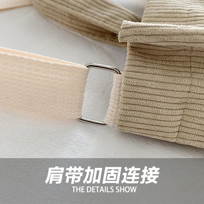 Corduroy Mini Shoulder Bag with Embroidery - Cute Top Handle Tote Handbag