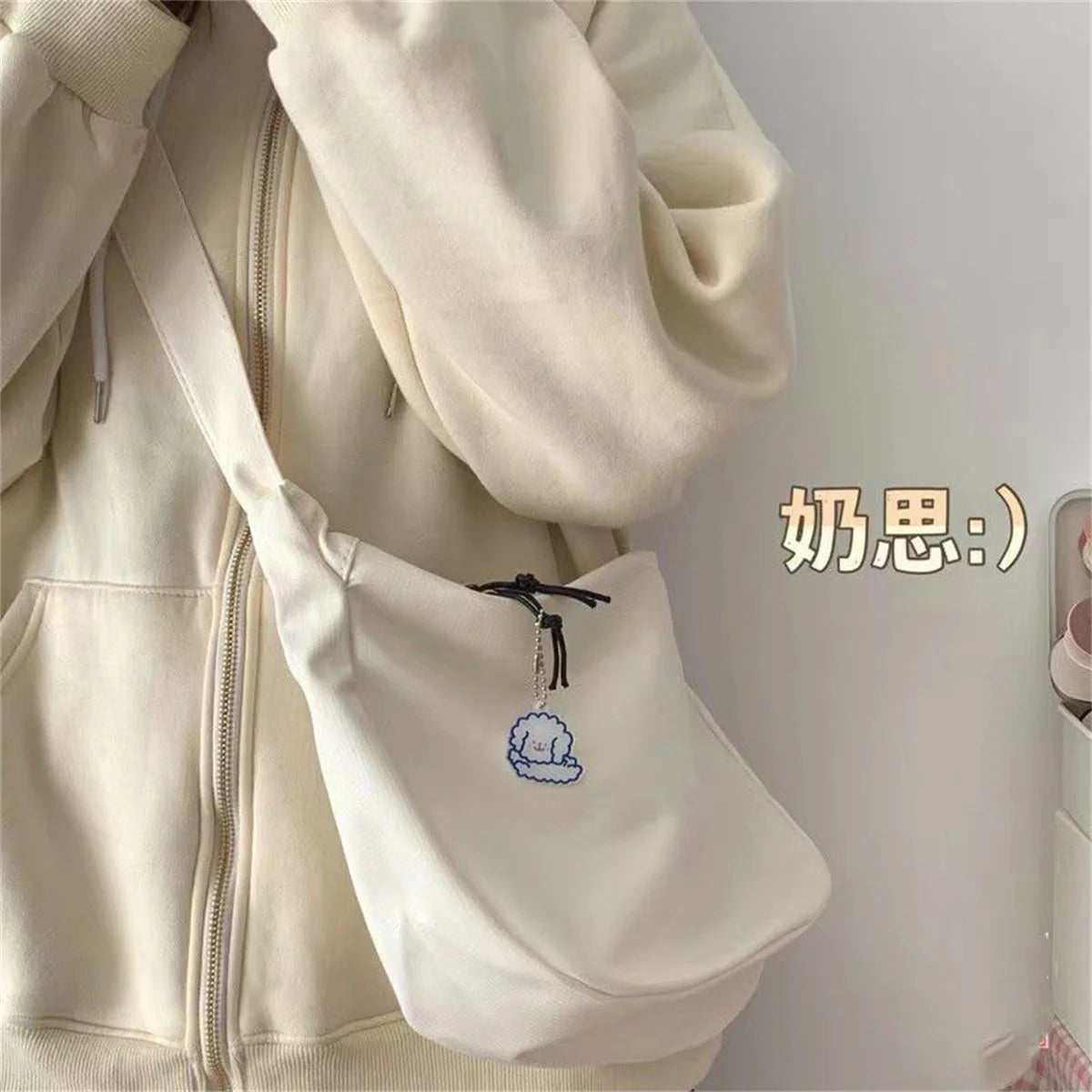 Women Shoulder Bag Solid Harajuku All-match Multifunction Large Capacity