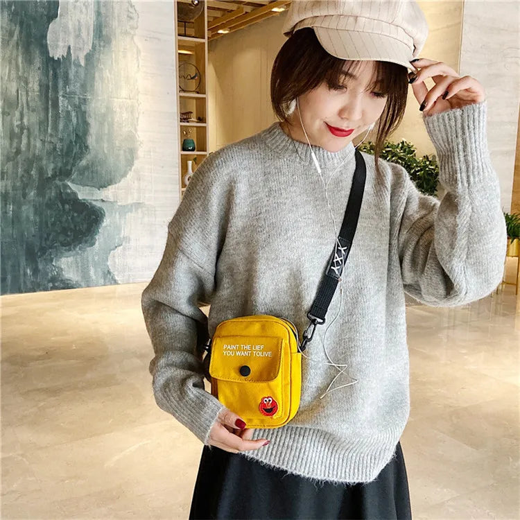 Solid Crossbody Bags Casual Tote Bag Pouch Small Canvas Handbags Messenger Bag