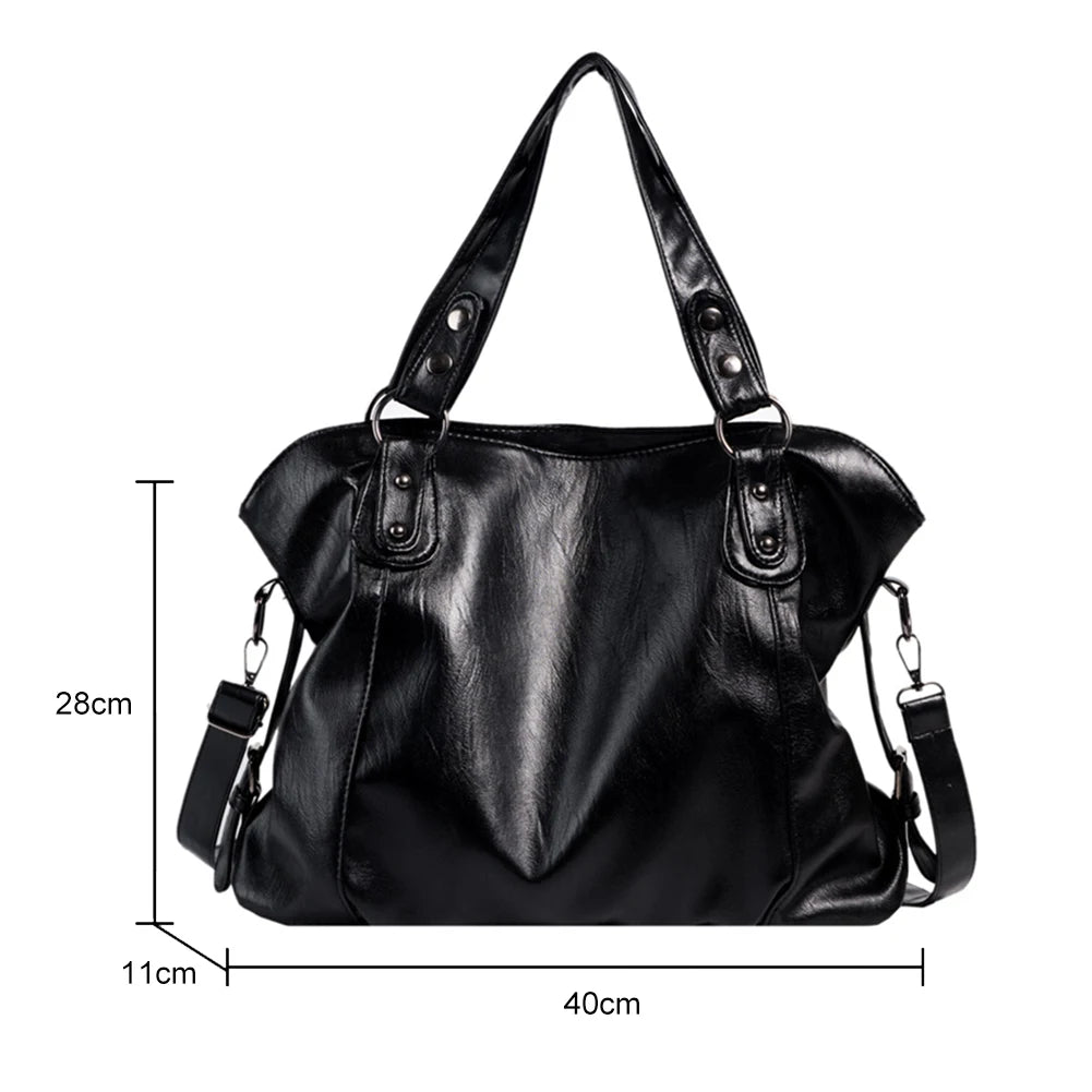 Women Shoulder Bag Big Size PU Leather Shoulder Crossbody Bag Casual Retro
