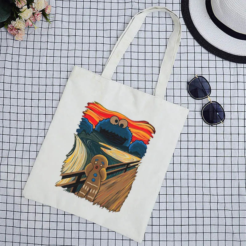 Women Shoulder Bag Canvas Bag Cartoon Art Bag with Cartoon Pictures