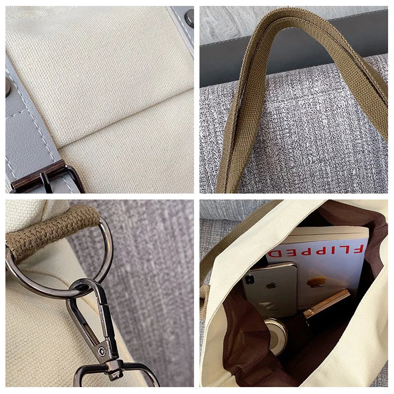 Canvas Shoulder Bag Large Capacity Casual Handbag for Girls