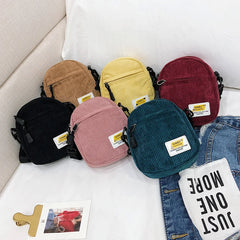 Small Corduroy Canvas Shoulder Bag Pink Crossbody Purse