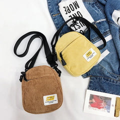 Small Corduroy Canvas Shoulder Bag Pink Crossbody Purse