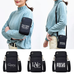 Women Shoulder Bag Cross Text Print Waterproof Sport Arm Bags