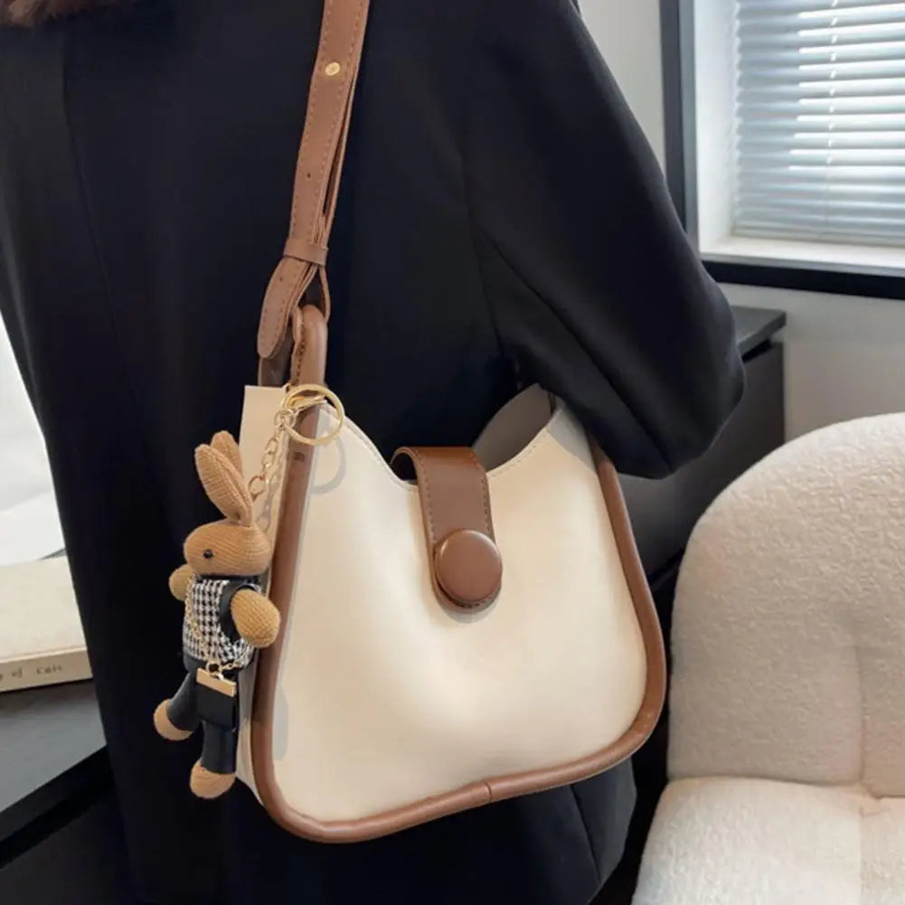 Shoulder Bag Large Capacity Faux Leather Zipper Closure Party Bag