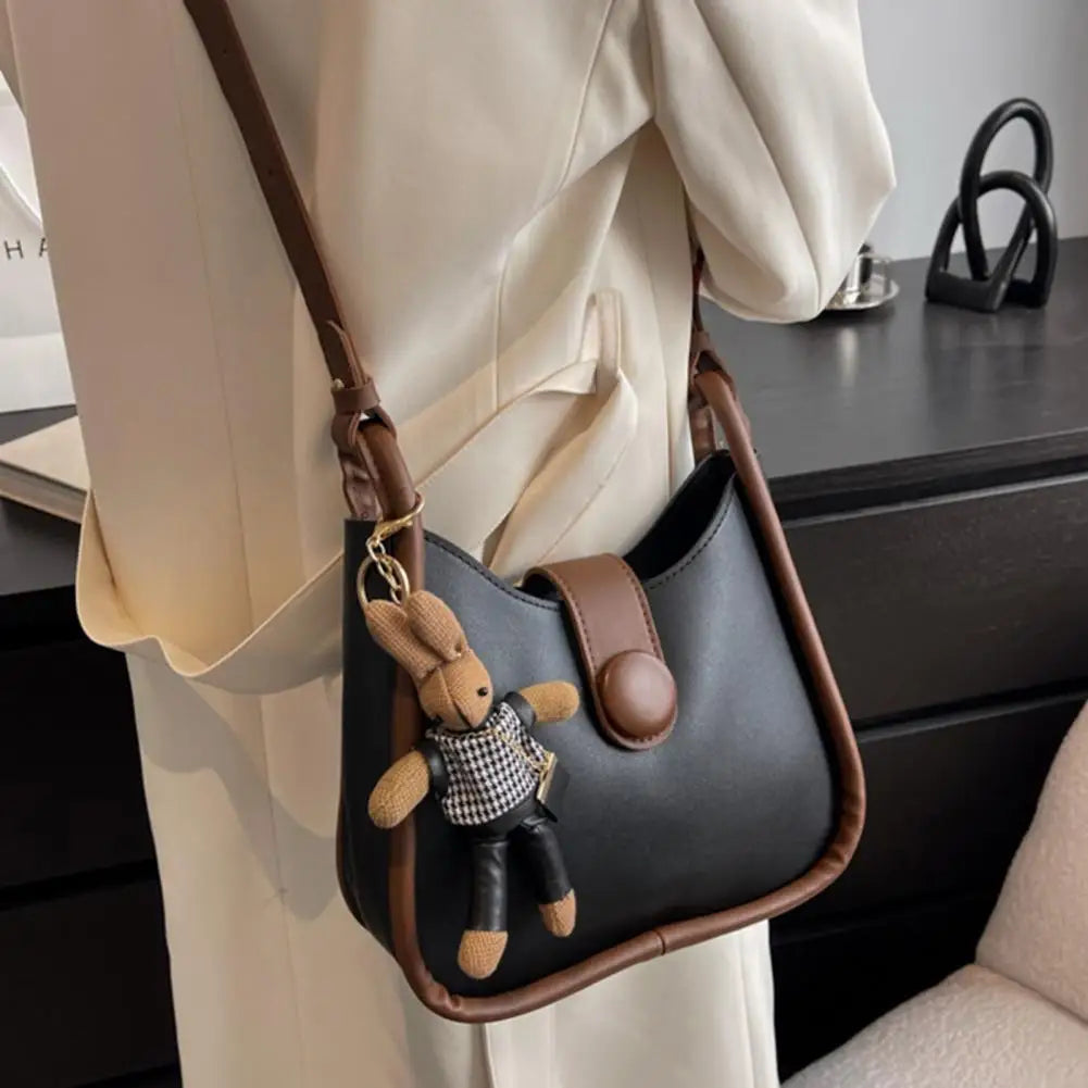 Shoulder Bag Large Capacity Faux Leather Zipper Closure Party Bag
