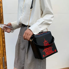 Red Tower Crossbody Messenger Bag Big Capacity Handbag