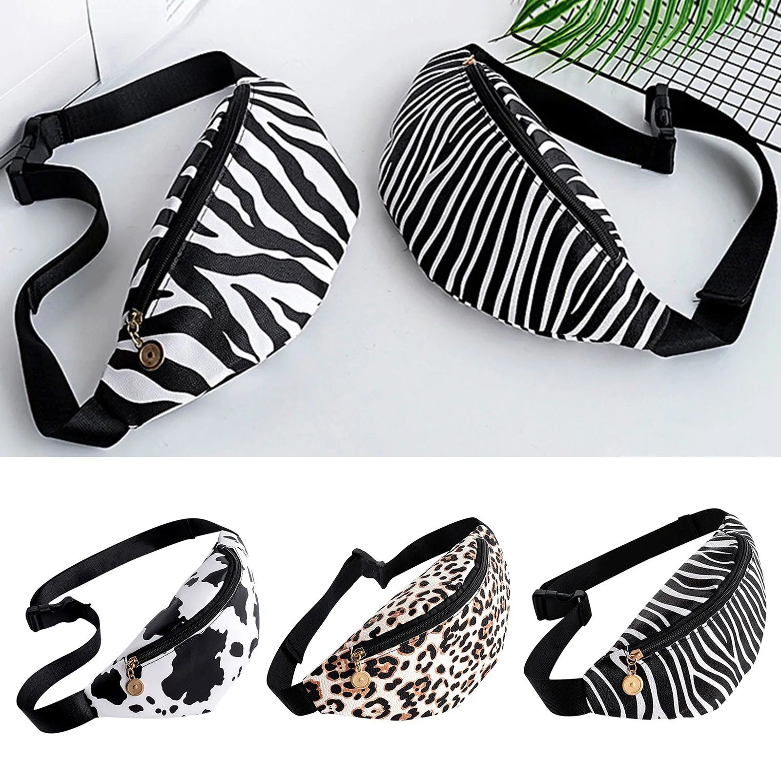 Leopard Print Cow Print Shoulder Bag Diaper Bag Small Backpack