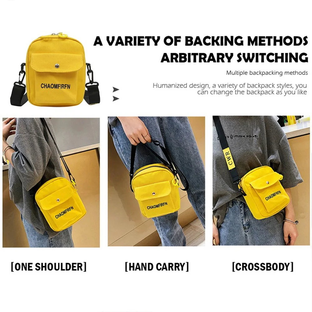 Canvas Shoulder Bag Casual Tote Zipper Crossbody Organizer