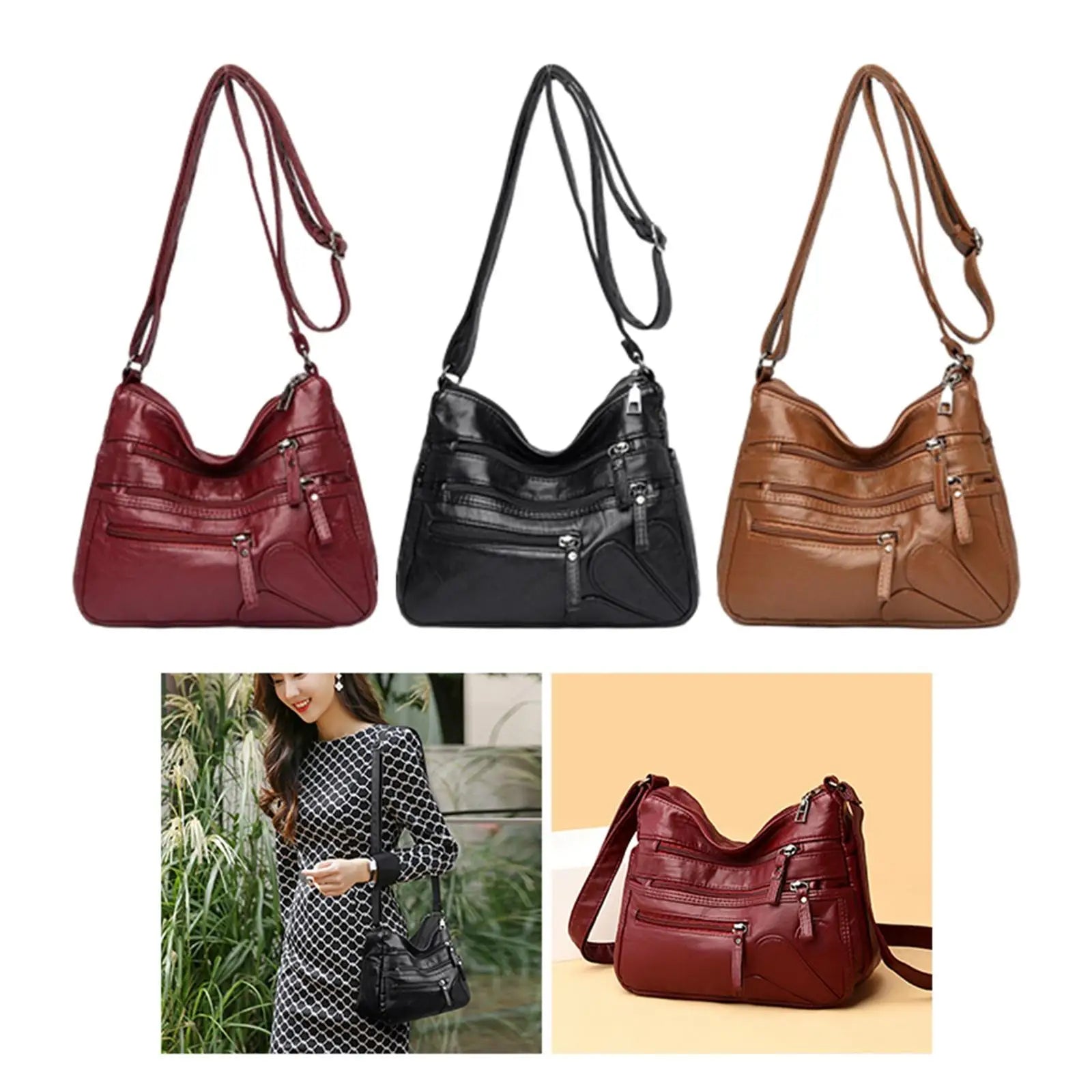 Women Shoulder Bag Large Capacity PU Leather Crossbody Bags Handbag Purse