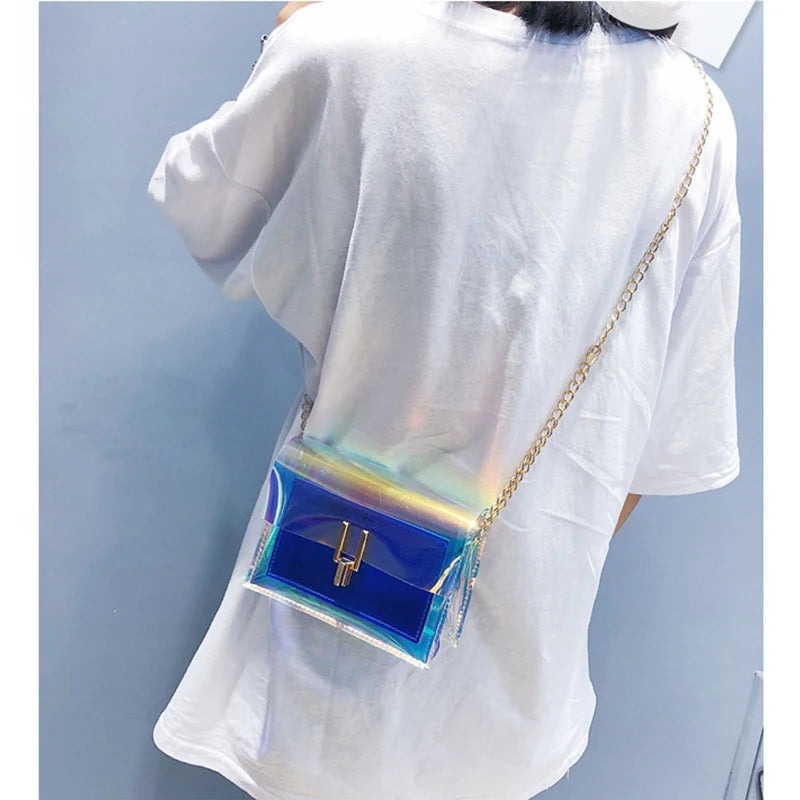 Women Shoulder Bag Laser Transparent Crossbody Messenger Beach Bag