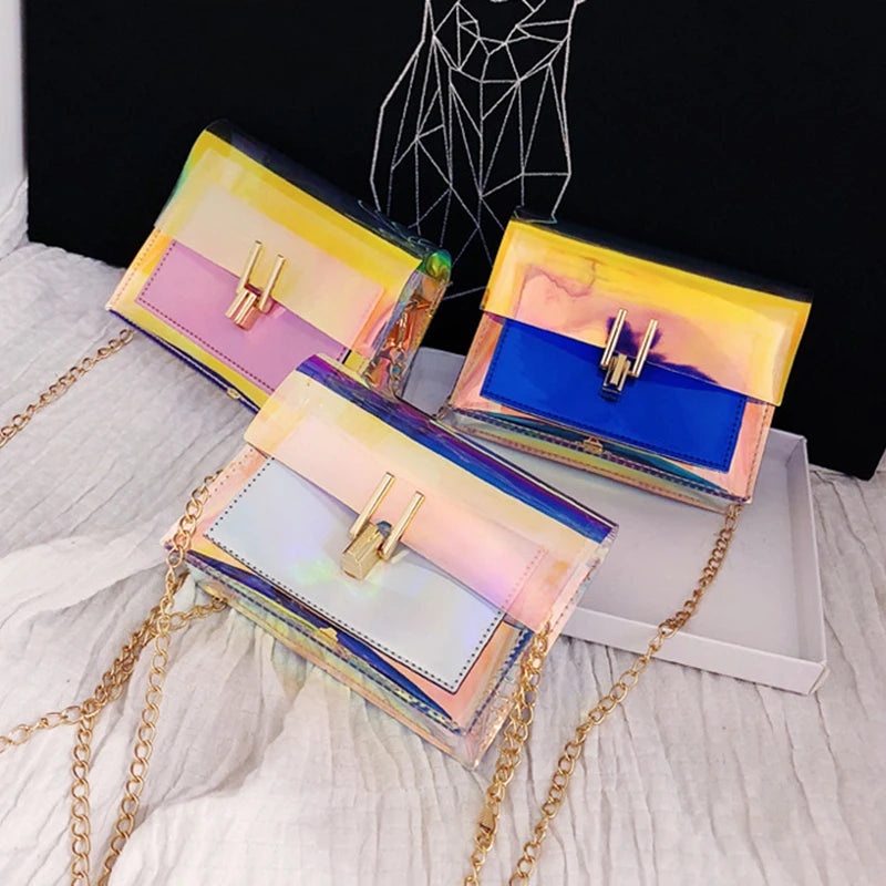 Women Shoulder Bag Laser Transparent Crossbody Messenger Beach Bag