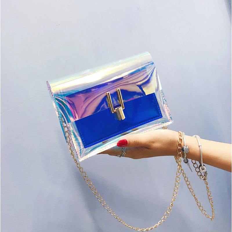 Women Shoulder Bag Laser Transparent Crossbody Messenger Beach Bag