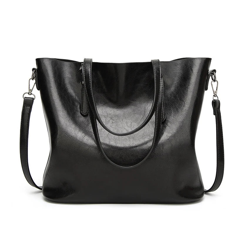 Oil Wax Leather Women Shoulder Bag Large Capacity Tote Bag