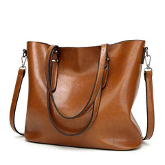 Oil Wax Leather Women Shoulder Bag Large Capacity Tote Bag