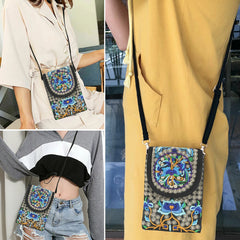 Ethnic Style Floral Embroidered Canvas Shoulder Bag Retro Handbag