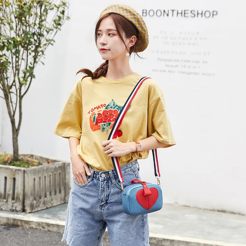 Small Crossbody Bag for Teenage Girl with Wide Strap, PU Leather