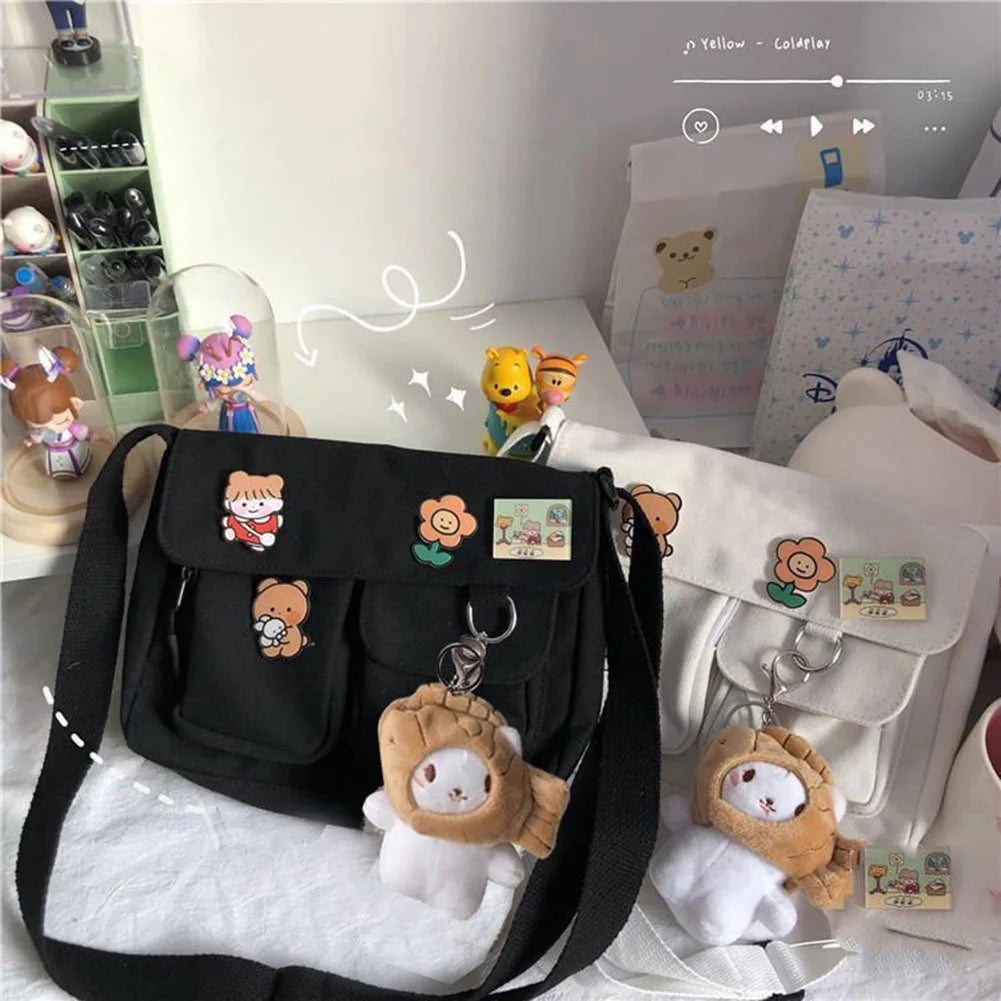 Japanese Harajuku Crossbody Bag Large Capacity Messenger Pouch for Shopping