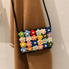 Knitting Floral Beach Holiday Shoulder Bag Large Capacity Crossbody