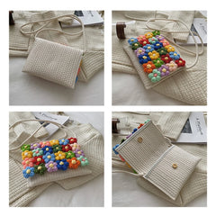 Knitting Floral Beach Holiday Shoulder Bag Large Capacity Crossbody