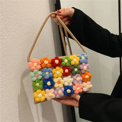 Knitting Floral Beach Holiday Shoulder Bag Large Capacity Crossbody