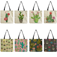 Cactus Print Shoulder Bag Large Capacity Tote Shopping Bag