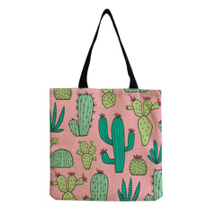 Cactus Print Shoulder Bag Large Capacity Tote Shopping Bag