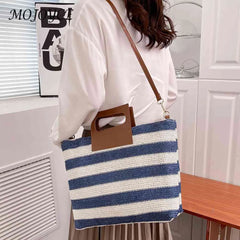 Large Capacity Knit Shoulder Bag Soft for Daily Travel
