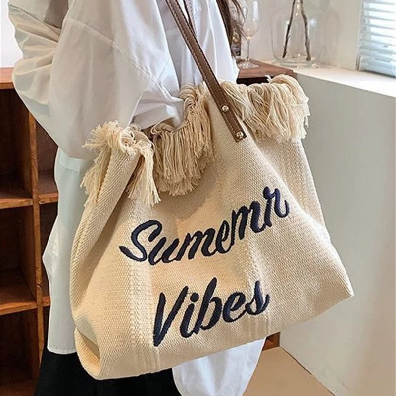 Women Shoulder Bag Letter Tote Bag Large Capacity Bucket Bags Female Shopper Bag