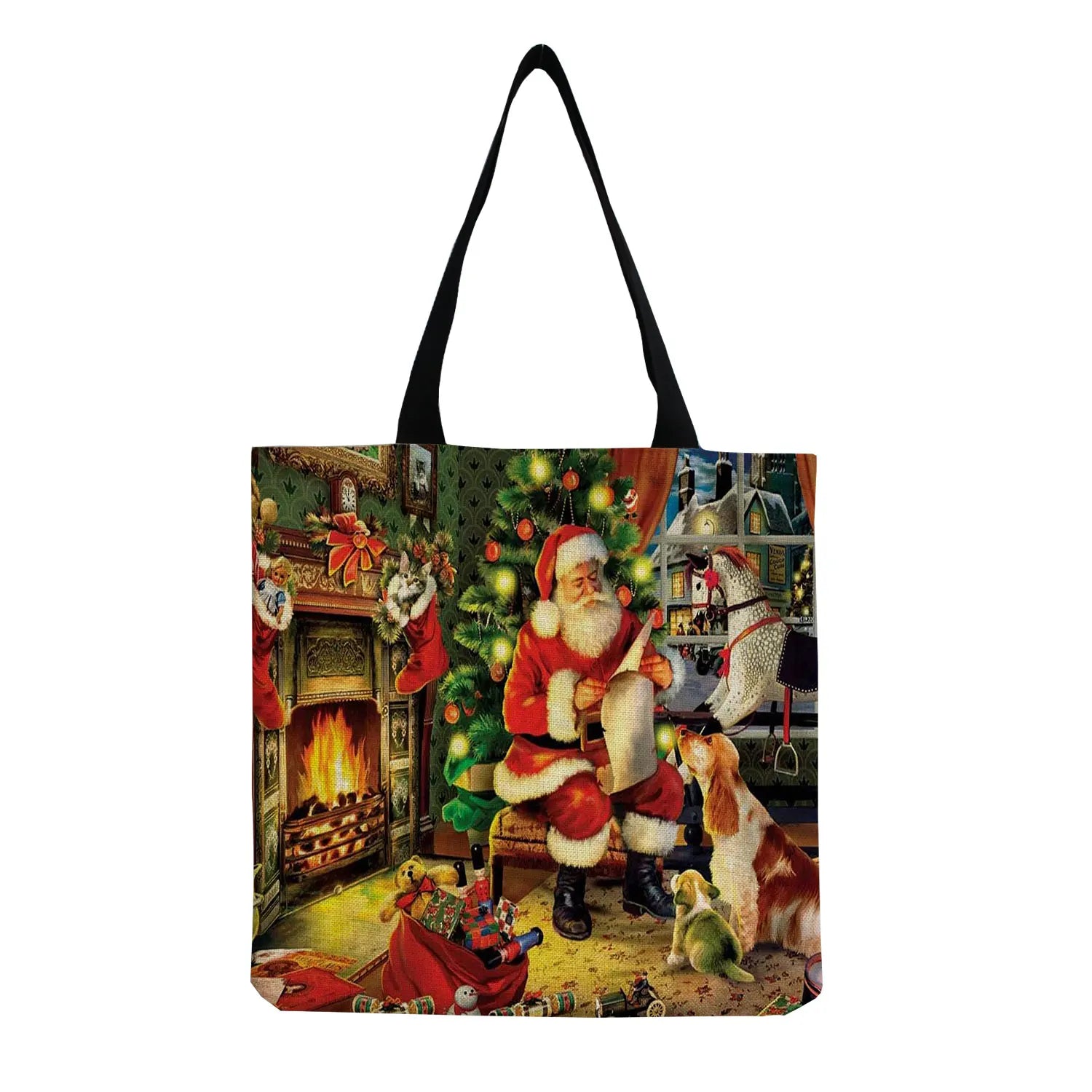 Christmas Shoulder Bag Santa Claus Casual Tote Eco Handbag Reusable Shopping