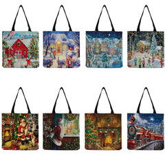 Christmas Shoulder Bag Santa Claus Casual Tote Eco Handbag Reusable Shopping