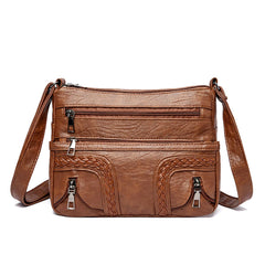 Women Shoulder Bag PU Leather Crossbody Bag Multi-Pockets Messenger Bag