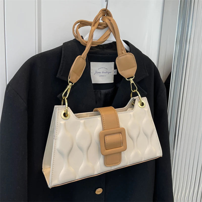 Small Vintage Ruched Women Shoulder Bag PU Leather Handbag Purse Tote