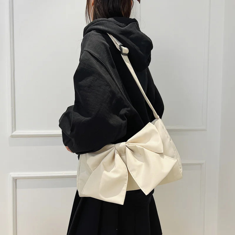 Women Shoulder Bag Nylon Canvas Lady Bow Crossbody Bags Handbags Pures And Bags