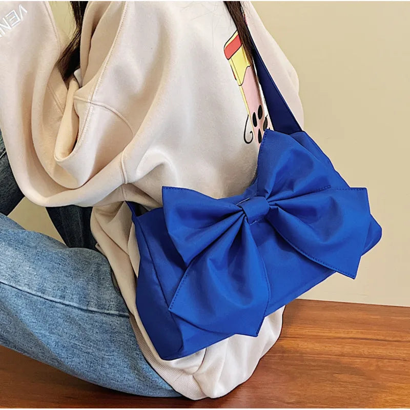 Women Shoulder Bag Nylon Canvas Lady Bow Crossbody Bags Handbags Pures And Bags