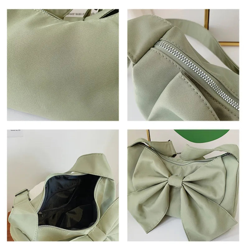 Women Shoulder Bag Nylon Canvas Lady Bow Crossbody Bags Handbags Pures And Bags