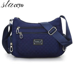 Women Shoulder Bag Nylon Crossbody Bags Female Waterproof Plaid Messenger Bag