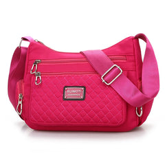 Women Shoulder Bag Nylon Crossbody Bags Female Waterproof Plaid Messenger Bag