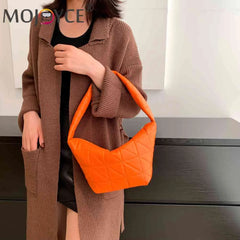 Women Shoulder Bag Quilted Rhombus Pattern Solid for Office Travel