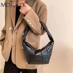 Women Shoulder Bag Quilted Rhombus Pattern Solid for Office Travel