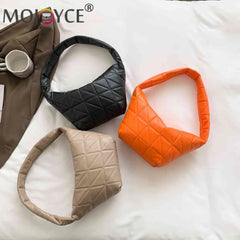 Women Shoulder Bag Quilted Rhombus Pattern Solid for Office Travel