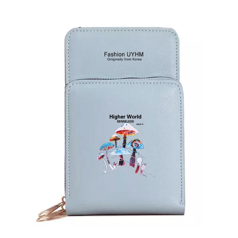 Women Shoulder Bag Pu Leather Wallets Card Pack Waterproof Touch Screen Mobile P