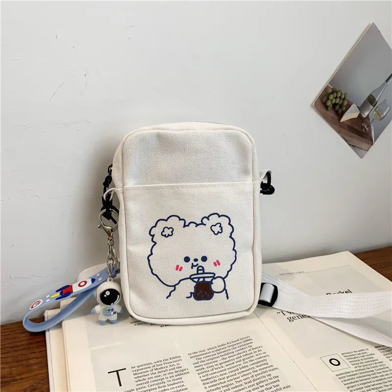Canvas Tote Shoulder Bag Zipper Messenger Handbag