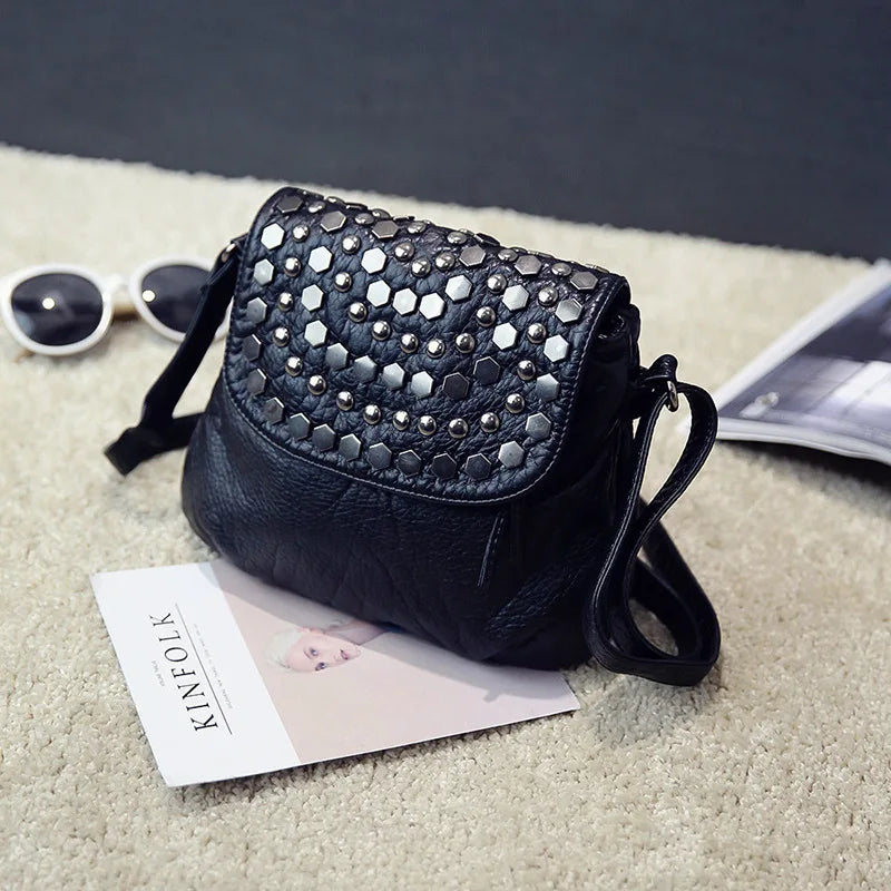 Rivet Crossbody Bag Soft PU Mommy Bag Large Capacity Shopper Bag