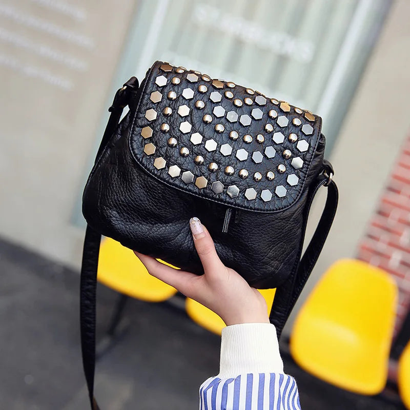 Rivet Crossbody Bag Soft PU Mommy Bag Large Capacity Shopper Bag