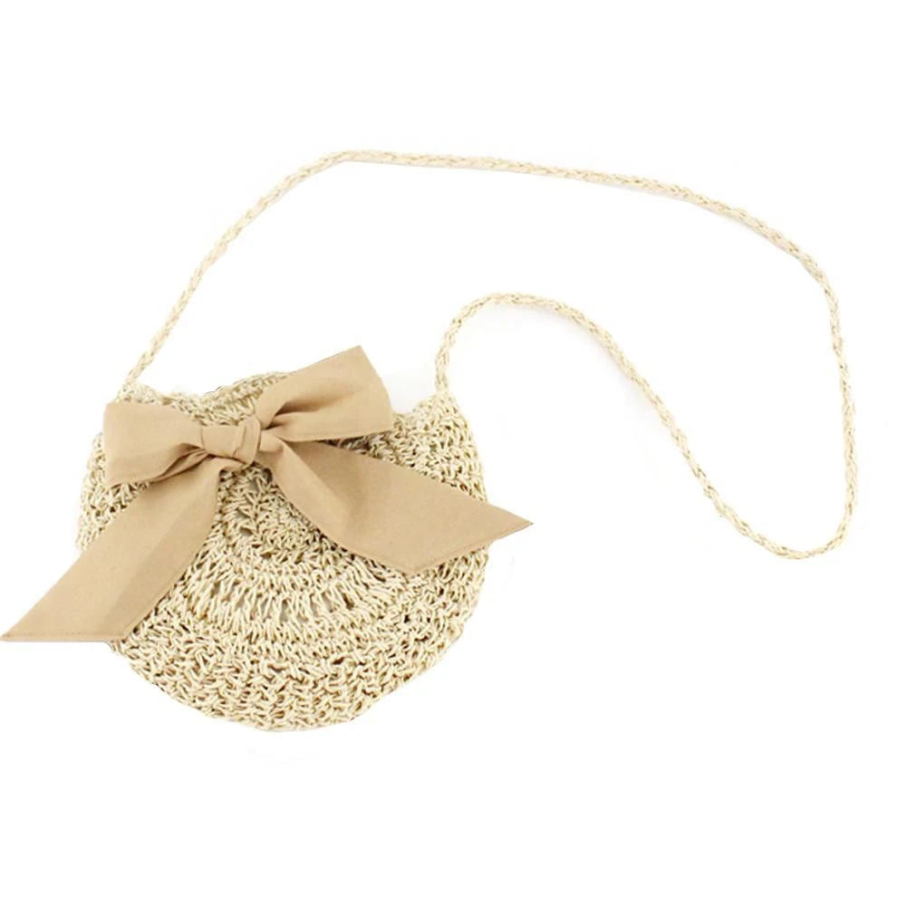 Women Rattan Shoulder Bag Hand Woven Straw Beach Boho Crossbody Bag