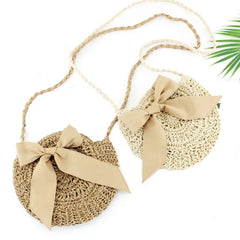 Women Rattan Shoulder Bag Hand Woven Straw Beach Boho Crossbody Bag